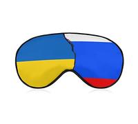 Russian and Ukrainian Flag Sleep Mask Soft Blindfold Portable Eye Mask with Adjustable Strap for Men Women