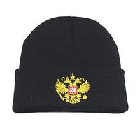 Russian Army KGB Cossack Knitted Hats Imperial Eagle Chrest Badge Beanie Headwear Decor Accessories Black