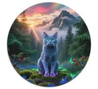Russian Blue 1000 Piece Round Puzzle For Adults And Kids Pet Cat Jigsaw Puzzle Creative Unique Challenge Games Stress Reliever Difficult Challenge 1000pcs (67.5x67.5cm)