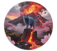 Russian Blue 1000 Piece Round Puzzle For Adults And Kids Pet Cat Jigsaw Puzzle Creative Unique Challenge Games Impossible Hard Difficult Challenging Puzzles 1000pcs (67.5x67.5cm)