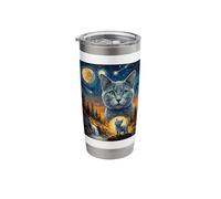Russian Blue Cat Howling to The Moon Stainless Steel Insulated Tumbler