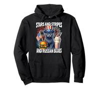 Russian Blue Cat July 4th Of July Russian Blue Cat Pullover Hoodie