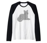 Russian Blue Cat Line Art Lover Raglan Baseball Tee