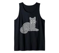 Russian Blue Cat Line Art Lover Tank Top
