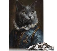 Russian Blue Cat Paper 1000 Pieces Jigsaw Puzzle for Adults Creative Rectangular Puzzle Brain Exercise Challenge Game Gift 38x26cm/1000pcs
