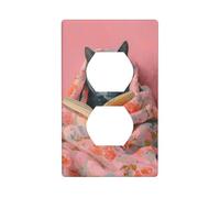 Russian Blue Cat Reading A Book Outlet Cover Light Switch Cover Decorative 1 Gang Wall Plate for Kitchen Room Bathroom Size 7x11.4cm