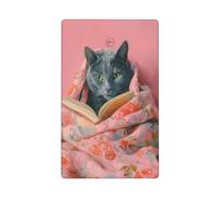 Russian Blue Cat Reading A Book Single Toggle Blank Wall Plate Light Switch Cover Decorative 1 Gang for Kitchen Room Bathroom Size 11.4x7cm