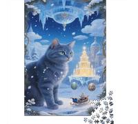 Russian Blue Jigsaw Puzzles 1000 Piece Challenge Game for Adults, Ice And Snow Castle Impossible Jigsaw Puzzles 1000 Piece Educational Game for Adults Or Families Pieces Gifts 1000pcs (75x50cm)