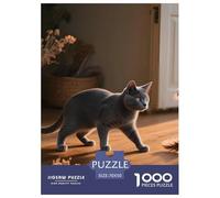 Russian Blue Puzzle 1000 Pieces for Adults & Teens Family Night Entertainment Pet Cat Premium Quality Brain Training 70x50cm/1000pcs