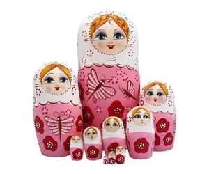 Russian Dolls - 10 Pieces Wooden Hand Painted Stacking Toys - Adults Nesting Dolls |encourage Logical Thinking Through Play As Children Stack And Unstack The Pieces, Promoting Problem-solving Skills W