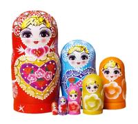 Russian Dolls - 7-Layer Wooden Enameled Nesting Doll Set | Wood Material Featuring Hand-Painted Stackable Design For Educational Play Tourist Crafts And Desktop Holiday Home Decoration