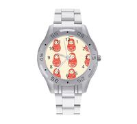 Russian Dolls Business Watches for Men Stainless Steel Strap Watch Casual Wrists Accessories Boyfriend Father Gift