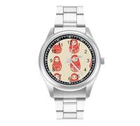 Russian Dolls Business Watches for Men Stainless Steel Strap Watch Wrists Boyfriend Father Gift