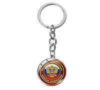 Russian Double Headed Eagle Sign Glass Keychains Handmade USSR CCCP Soviet Pendant Keyring Souvenirs Gifts
