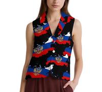 Russian Eagle Map of Russia Casual Women's Vests Suit Waistcoat Button Down Sleeveless Blazer Jacket 5XL