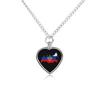 Russian Eagle Map of Russia Heart Urn Necklace for Ashes Memorial Keepsake Jewelry Pendant Silver Chain