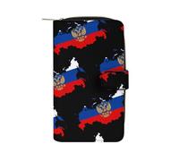 Russian Eagle Map of Russia Long Purses for Women Leather Card Holder Mens Wallet Coin Purse