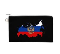 Russian Eagle Map of Russia Portable Canvas Coin Purse Fashion Pencil Case Travel Makeup Bag