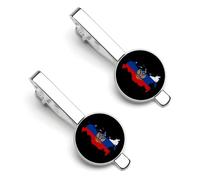Russian Eagle Map of Russia Silver Tie Clip Suit Accessories for Men Necktie Bar Set Pin Business Wedding