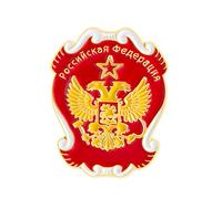 Russian Federation Enamel Pin 3cm x 2.2cm, Российская Федерация Double Headed Eagle Crest Lapel Badge In Red And Gold Shield Design, Heraldic National Emblem