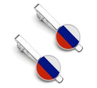 Russian Federation Flags Tie Clips for Men Tie Bar Pinch Closure Clip Clamp Pins for Business Party Wedding Anniversary Christmas