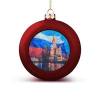 Russian Flag Building Christmas Ball Hanging Ornaments Shatterproof Decor for Xmas Tree Holiday