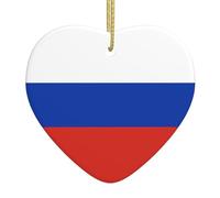 Russian Flag Heart-Shaped Ceramic Pendant Printed Ceramic Pendant Suitable for Hanging on windowsills or fireplaces