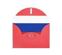 Russian Flag Horizontal Holiday Card With Red Heart Shaped Envelope And Write Various Holiday Greetings