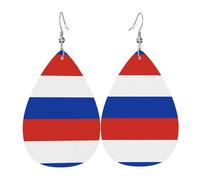 Russian Flag Leather Earring. Stylish teardrop shape, perfect for women, and a great decorative choice for parties and holidays.