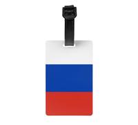 Russian Flag Luggage Tag PVC Waterproof Durable Light Bag Tag with Detachable Wristband for Easy Identification