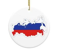 Russian Flag Map Delicate Ceramic Christmas Ornaments Hanging for Tree, Fall Ornaments, Halloween Ornaments