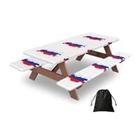 Russian Flag Map Print Camping Essentials Waterproof Camping Table And Bench Cover With Drawstring Bag 183 Cm