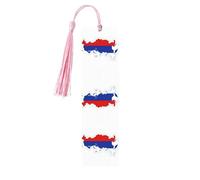 Russian Flag Map Print Wooden Bookmark Women Men Tassel Book Marks Bookmarks for Book Lovers Reading Accessories