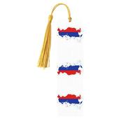 Russian Flag Map Print Wooden Bookmark Women Men Tassel Book Marks Bookmarks for Book Lovers Reading Accessories