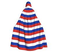 Russian Flag Print Adults Hooded Cloak, Halloween Robe Hooded Cape Witch Wizard Cosplay Costumes For Men Women
