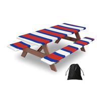 Russian Flag Print Camping Essentials Waterproof Camping Table And Bench Cover With Drawstring Bag 183 Cm