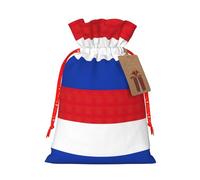 Russian Flag Print Christmas Burlap Gift Bag With Drawstring, Present Small Favor Pouch For Birthday Parties-S Size