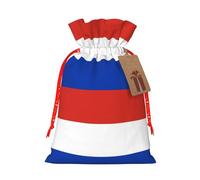 Russian Flag Print Christmas Burlap Gift Bag With Drawstring, Present Small Favor Pouch For Birthday Parties-S Size