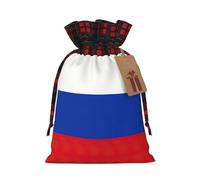 Russian Flag Print Christmas Drawstring Gift Bags,Gifts Wrapping Bag for Xmas Birthday Holiday Party