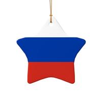 Russian flag Print Festive Ceramic Star Heart Shaped Home Christmas Tree Hanging Xmas Decor Pendants