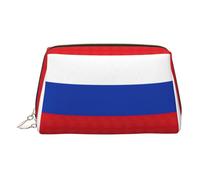 Russian Flag Print Leather Makeup ba Leather Makeup Bag - Stylish Travel & Toiletry Companion