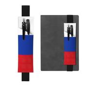Russian Flag Print Leather Pen Holder Elastic Band Pencil Case Bookmark for Notebooks Diaries Planners