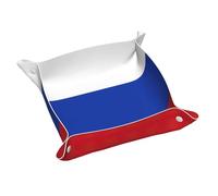 Russian Flag Print Leather Valet Tray For Women,Travel Organizer, Trinket Jewelry Cosmetic Organizer Tray