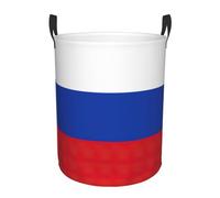 Russian Flag Print Round Laundry Hamper Storage Basket Bedroom Daily Home Laundry Sorting Storage