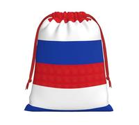 Russian Flag Print Santa Sack Drawstring Bags For Presents, Reusable Plush Holiday Fabric Gift Bags- L Size