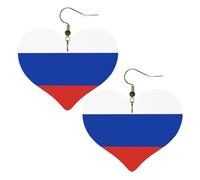 Russian Flag Prints Stylish Heart-Shaped Earrings Lightweight Women'S Accessories Perfect For Parties And Valentine'S Day.
