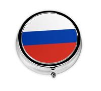 Russian Flag Round Mini Pill Box with Metal Coating Convenient for Daily Carrying and Business Travel