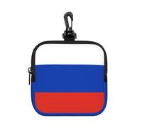 Russian Flag Small Zip Pouch-Waterproof Neoprene Storage Bag for Earbuds, Keychain Clip Case for Coins Cards USB, Travel Organiser