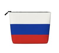 Russian Flag Water-Resistant Faux Linen Single-Layer Makeup Bag with Zipper Closure for Your Daily or Travel Needs