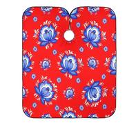 Russian Folk Floral Blue White Red Hair Cutting Capes Adjustable Hair Cutting Cape, Unique Barber Cape 64.9 in x 55.1 in